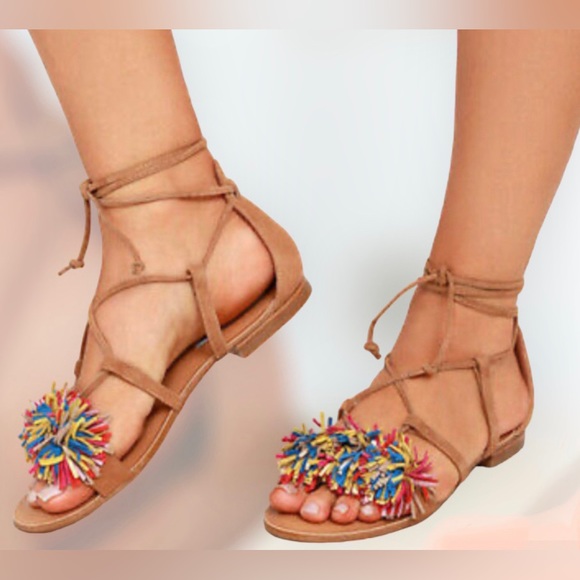 Steve Madden Swizzle Lace up Flat Sandals size 8.5 Womens - Picture 4 of 15